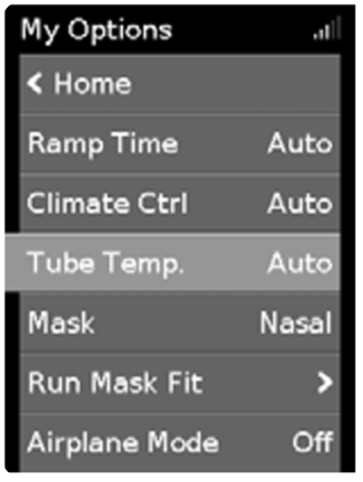 My Options screen showing ClimateLine settings.