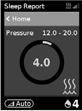Example screen showing the Sleep Report display and ramp indicator.